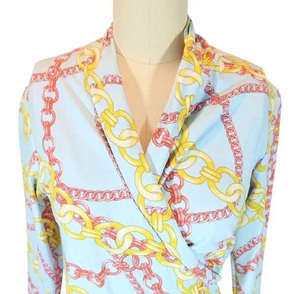 J MCLAUGHLIN Panama Chain Print Catalina Cloth Dress Size XS Preppy Stretch - Picture 4 of 7